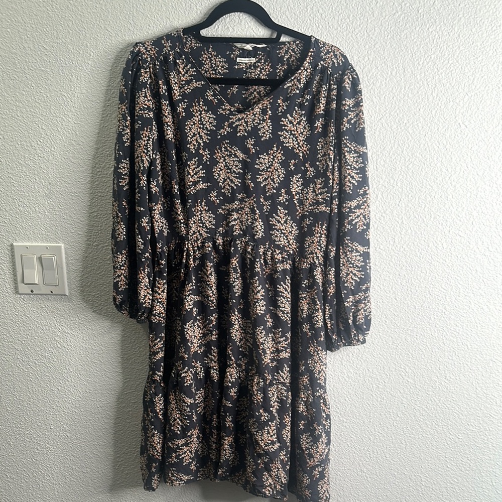 Southern Cotton - Floral Print mini long sleeve cotton Dress size L